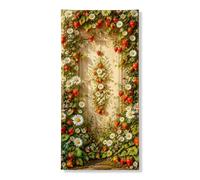 Pancarta decorativa para puerta con diseño floral de fresa, margaritas blancas vintage, decoración de puerta delantera, interior y exterior, primavera, verano, festividades, suministros de 36 x 72