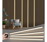 Panel acústico LED de 2,4 m, paneles acústicos LED regulables, con interruptor táctil para paneles acústicos, estantes, armarios, recortables, color negro, 4 unidades