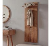 Panel de armario MCA HWC-P55, percha de pared, estante de madera maciza, 13 ganchos, 135x42x22 cm, roble