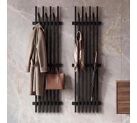 Panel de armario MCA, modelo HWC-P57, para pared, barra de armario, madera maciza, 135x40 cm, roble/negro