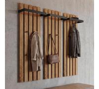 Panel de armario MCA, modelo HWC-P57, para pared. Perchero de pared, armario de madera, con 4 ganchos metálicos, dimensiones 120x40 cm, roble