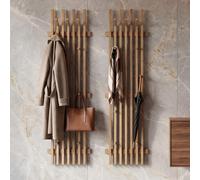 Panel de armario MCA, modelo HWC-P57, percha de pared, madera maciza, 135x40 cm, roble, acabado natural