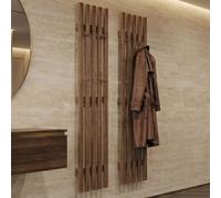 Panel de armario mural MCA HWC-P56, perchero de pared, armario de madera, 8 ganchos de madera maciza, 120x21 cm, roble