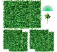 Panel de boj artificial resistente a los rayos UV. Juego de 6 paneles de seto de boj artificial, ideal para crear un fondo de pared de césped artificial. Cada panel mide 20" x 20" (50 cm x 50 cm) y ti