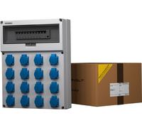 Panel de distribución de energía GR-S/FI, 16 salidas, 230V. Panel de distribución para obra, panel de pared, marca Doktorvolt®, modelo 9078