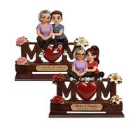 Panel de madera de mamá, centro de mesa en forma de corazón, expositor de 15x14cm con acabado elegante, decorativo de madera, casa de mesa con estética cálida, decoración de