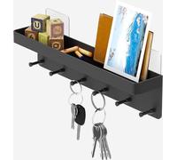 Panel de pared autoadhesivo Unyqoos® para llaves con espacio de almacenamiento: organizador de pared para llaves, con 6 ganchos, ideal para guardar llaves, teléfonos móviles y correo en la entrada