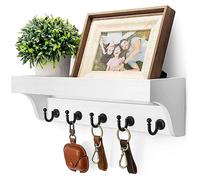 Panel de pared con 5 ganchos, soporte de madera, multifuncional