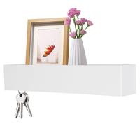 Panel de pared con estante, blanco, 43,5 x 7,5 x 8 cm, con 8 ganchos