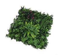 Panel de pared de flores artificiales de 50 x 50 cm, resistente a los rayos UV, para decoración de jardín interior y exterior, follaje denso, seguro para mascotas, seto realista de plantas falsas (A)