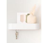Panel de pared para llaves Unyqoos® con chapa de madera– estante de pared minimalista para la entrada, con 6 ganchos, superficie de almacenamiento con revestimiento resistente a los arañazos, antidesl