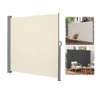 Panel De Pared Retráctil For Toldo Lateral De Patio, Partición De Pantalla | Lado Retráctil,Paravientos Grueso,Marco De Aluminio,Adecuado For Patio,Terrazas Y Piscinas(Beige,1.6x6m/5x20ft)