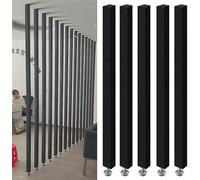 Panel divisor colgante, biombo, separador de ambientes, panel de madera con listones. Columnas con base ajustable. Ideal para salón, pasillo, entrada, restaurante. Altura: 70-240 cm (paquete de 5, 80