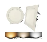 Panel Downlight 3W 6W 9W 12W15W 18W Luz empotrable de techo redonda/cuadrada AC85-265V lámparas regulables(Set 1,6W Square Dimmable)