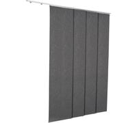 Panel enrollable con riel extensible, de 116 cm a 218 cm de ancho, color gris oscuro, con bordes recortables