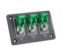 Panel Interruptor Metal 3 Gangs 20A Fusible | 3 interruptores independientes, LED para verde visible, fusible 20A cada , control seguro luces