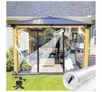 Panel Lateral de Lona de Cenador con Puertas Cremallera, Cortinas de Lona Alquitranada Impermeable Exterior, Cortina de Lluvia, Transparente for Pérgola, Porche, Patio(H1.6xW3.5m/H5.2xW11.4ft)