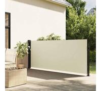 Panel lateral extensible, pantalla para jardín y protección contra el viento, 140x600 cm, resistente a la intemperie, color crema