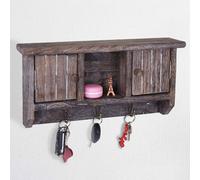 Panel para llaves HWC-A48, caja para llaves con puerta, fabricado en madera maciza, certificado MVG, color marrón envejecido