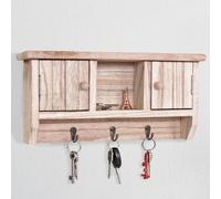 Panel para llaves HWC-A48, caja para llaves con puerta, fabricado en madera maciza, certificado MVG, color natural