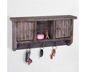Panel para llaves HWC-A48, caja para llaves con puerta, fabricado en madera maciza, certificado MVG, color marrón envejecido
