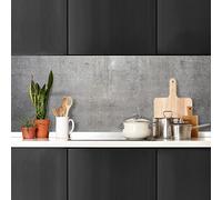 Panel protector antisalpicaduras cocina adhesivo de pared efecto cemento 260 x 60 cm 100% made in Italy con tinta no tòxica, ignìfuga y resistente al agua
