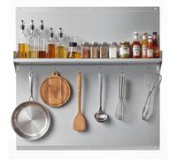 Panel protector de acero inoxidable VEVOR para cocina, de 76 x 76 cm, ideal para proteger la pared detrás de la estufa y la campana extractora, con espacio de almacenamiento, ganchos y agujeros preper