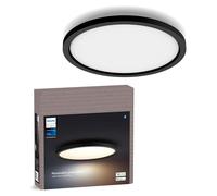 Philips Hue - Panel Led Inteligente Aurelle, 24.5W-2450 lúmens, Luz Blanca de Cálida a Fría, Compatible con Alexa y Google Home, 39cm de diámetro, negro