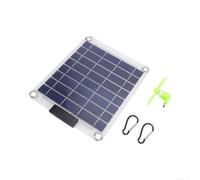 Panel solar bifacial transparente con puertos de carga USB duales y ventilador de refrigeración ideal para aventuras al aire libre, diseño ligero, acabado azul (transparente)