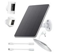 Panel solar compatible con Ring Stick Up Cam/Pro Battery, Outdoor Cam Plus, Spotlight Cam Plus/Pro, cargador solar de 4 W 5 V con cable de carga CC de 10 pies, puerto micro USB y tipo C, soporte de
