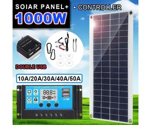 Panel Solar de 1000W, controlador de célula Solar de 12V, 10A-100A, Kit de placa Solar para teléfono, RV, coche, caravana, hogar, Camping, batería al aire libre With 40A Controller