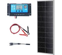 Panel solar monocristalino VEVOR de 100 W, plegable, con protección IP67 contra el agua, que incluye un par de cables MC4 y una salida de 12 V DC, ideal para vehículos recreativos, senderismo, pesca,