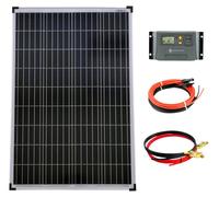 Panel solar - Policristalino - 100 W - Con regulador de carga de 20A - 100x67,5x3 cm - 10 kg - Juego completo