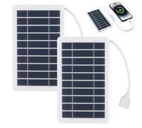 Panel Solar Portátil de 2W 5V con Conector USB, Cargador Solar Impermeable y Duradero para Teléfono Móvil, Power Bank, para Viajes y Actividades al Aire Libre, Marco de Placa Epoxi Robusto (2 pieza)