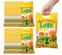 Panelee 100 bolsas de plástico religiosas de otoño con asas, bolsas de regalo religiosas para niños y adultos, bolsa de regalo de dulces cristianos para fiesta de iglesia VBS suministros de fiesta