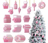 Panelee, Adornos de PVC para árbol de Navidad, bastón de Caramelo, piruleta, Manualidades Decorativas para Fiestas de cumpleaños y Navidad, Estilo Mono, 48 Unidades