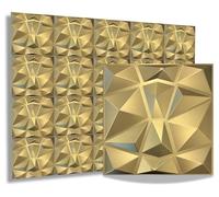 Paneles 3D de 50 x 50 cm, de PVC, paneles de pared, para sala de juegos, techo, aspecto 3D, 20 unidades, 5 m², PVC 3D, D094, diamante dorado champán