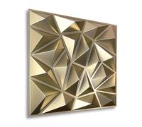 Paneles 3D de 50 x 50 cm, paneles de plástico PVC, paneles de pared, para sala de juegos, techo, aspecto 3D, 12 unidades, 3 m², PVC 3D, D099, oro champán
