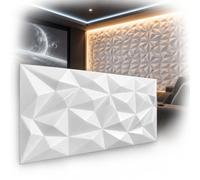 Paneles 3D de poliestireno XPS - Paneles de pared y techo modernos - Paneles de pared ligeros y flexibles - 100 cm x 50 cm / 5 m² - 10 piezas (Blanco 03)