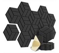 Paneles acústicos hexagonales Pegatinas de pared sólidas insonorizadas fieltro autoadhesivas for absorber el ruido fondo y decorar Para un estudio(Black,12 PCS)