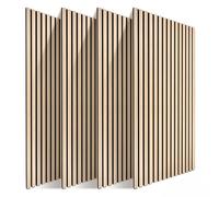 Paneles acústicos Relaxdays, Set de 4, 120 x 60 cm, Aislamiento y Revestimiento de Pared, Chapa de Roble, marrón Claro