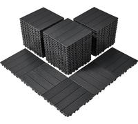 Paneles de baldosas para deck entrelazadas, paquete de 54 unidades, de 30x30 cm, de plástico, color gris oscuro, para terrazas