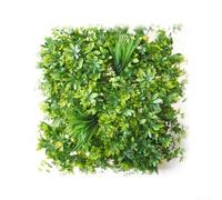 Paneles de pared de flores artificiales para interiores y exteriores, material estable a los rayos UV, diseño verde realista, seguro para mascotas y niños, paneles decorativos de 50 x 50 cm (D)