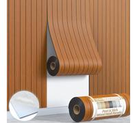 Paneles de pared de listones de madera 3D de PVC 3D de madera de nogal sintético con autoadhesivo, paneles de revestimiento de pared insonorizados para paredes decorativas, techo, dormitorio, baño