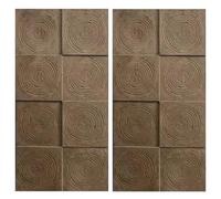 Paneles de pared retro, 2 unidades, revestimiento de pared de poliuretano 3D para decoración de bar, cafetería, restaurante, anillo de árbol, estilo de grano de madera, paneles de revestimiento para