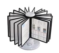 Paneles De Visualización De Mesa Giratorio - Clasificador De Mesa, 20 Paneles De Doble Cara, Tamaño Carta, para Mostrar Documentos A4, Comedor, Lista De Precios(Gray)