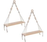 Paneles decorativos de madera – Macramé hecho a mano para colgar plantas, ideales para una decoración elegante en interiores y exteriores – Adornos de pared únicos para espacios modernos