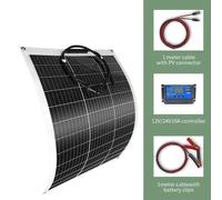 Paneles solares - 100W - Sistema de paneles solares - Kit solar monocristalino - Flexible - Impermeable - Para camping y vehículos recreativos