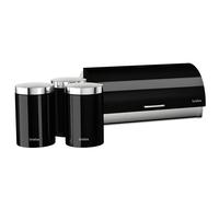 Briebe bb1161 panera de mesa +juego 3 botes cocina almacenaje acero inoxidable contenedor de pan con tapa, , negro/inox