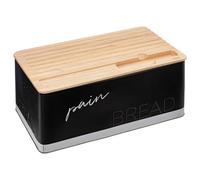 Panera negra con tabla de cortar y cuchillo de sierra, 32,7 x 20,2 x 14,5 cm